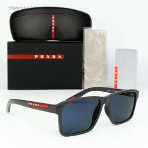 NEW Prada Linea Rossa PS05YS UFK05U Grey Rubber Blue Mirror Violet Sunglasses